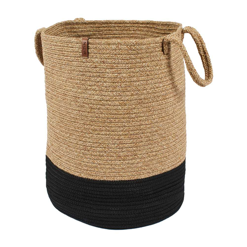 Cali - panier effet jute motif noir