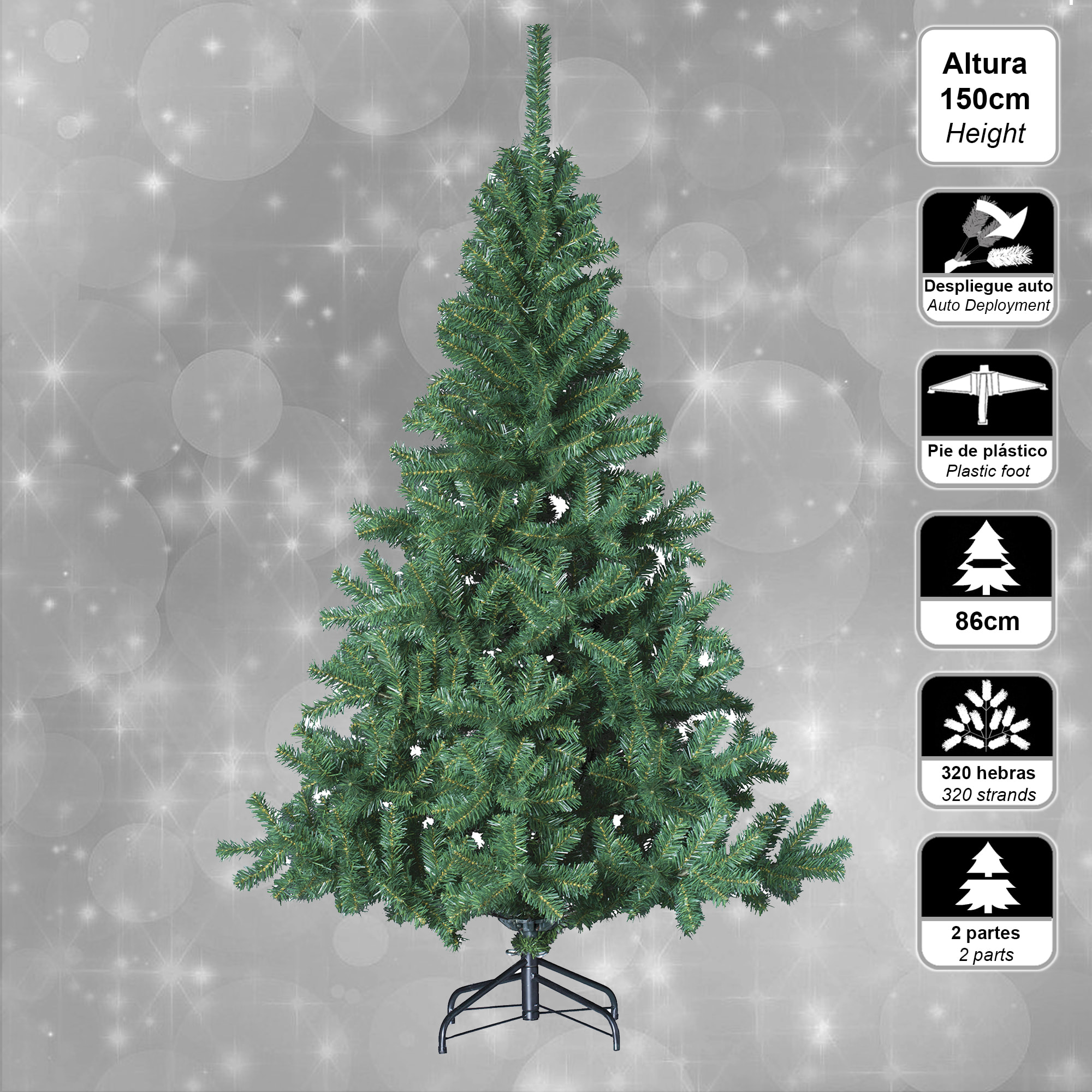 Elegante Arból de navidad verde 150 cm