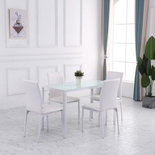 Lot de 4 chaises de salon design Chesterfield effet capitonné métal synthétique blanc