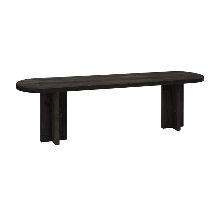 Banc en bois massif ton noir en différentes tailles