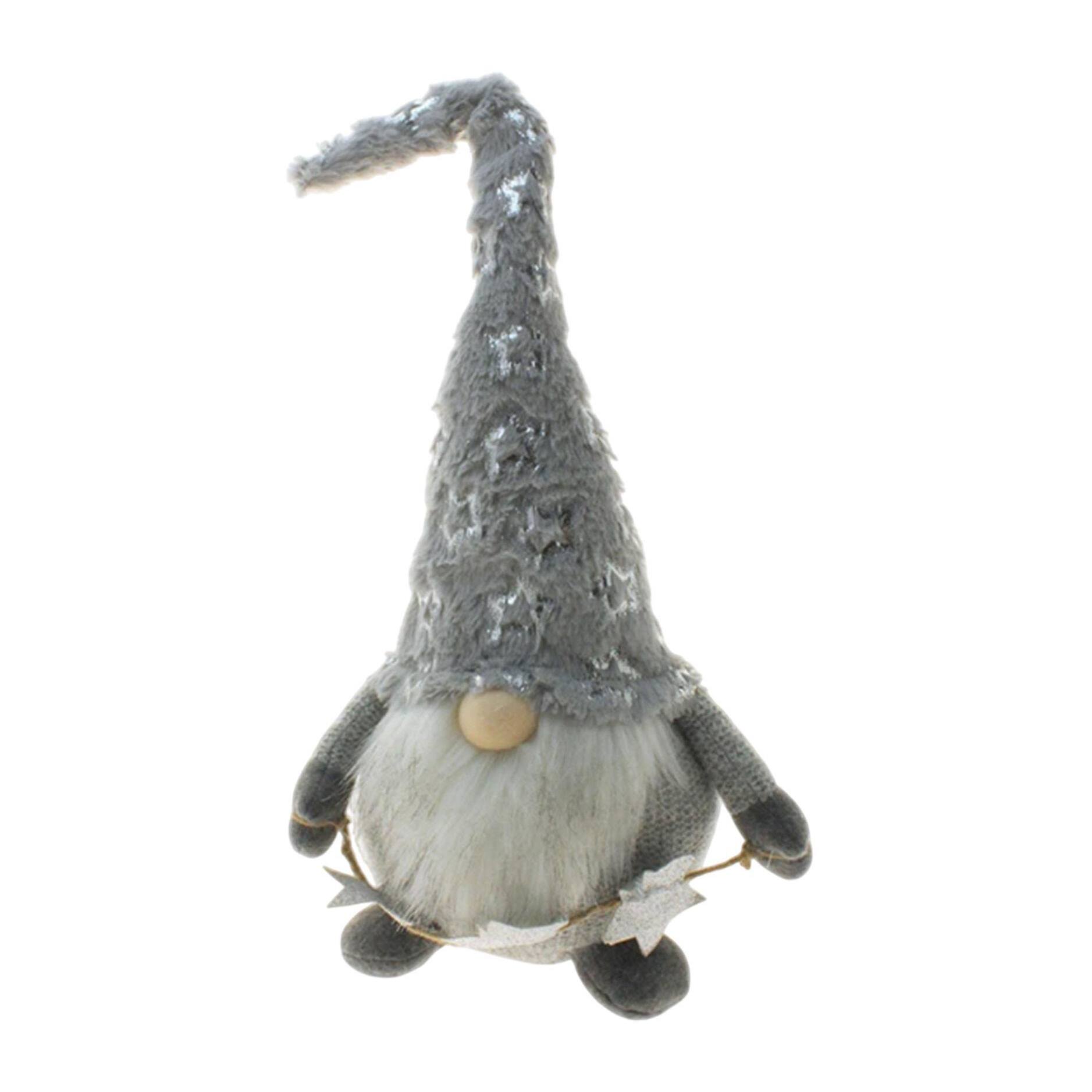 Gnomo decorativo navideño gris con gorro alto de estilo nórdico