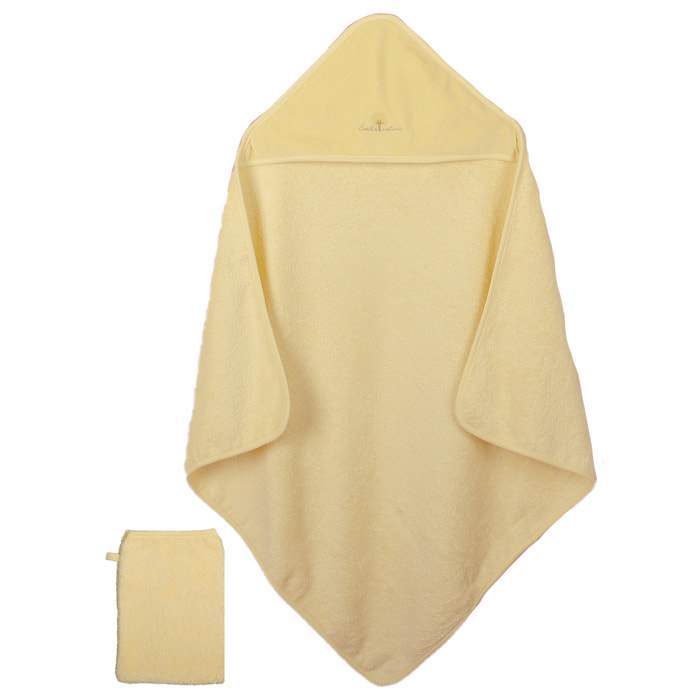 Cape de bain et gant Coton bio-Jaune