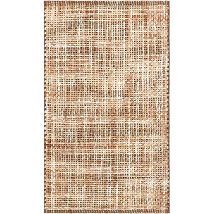 Tris tappeti bagno CRAZY BEIGE in microfibra misto cotone, morbido antiscivolo lavabile in lavatrice, tappetino lavabo sanitari bagno