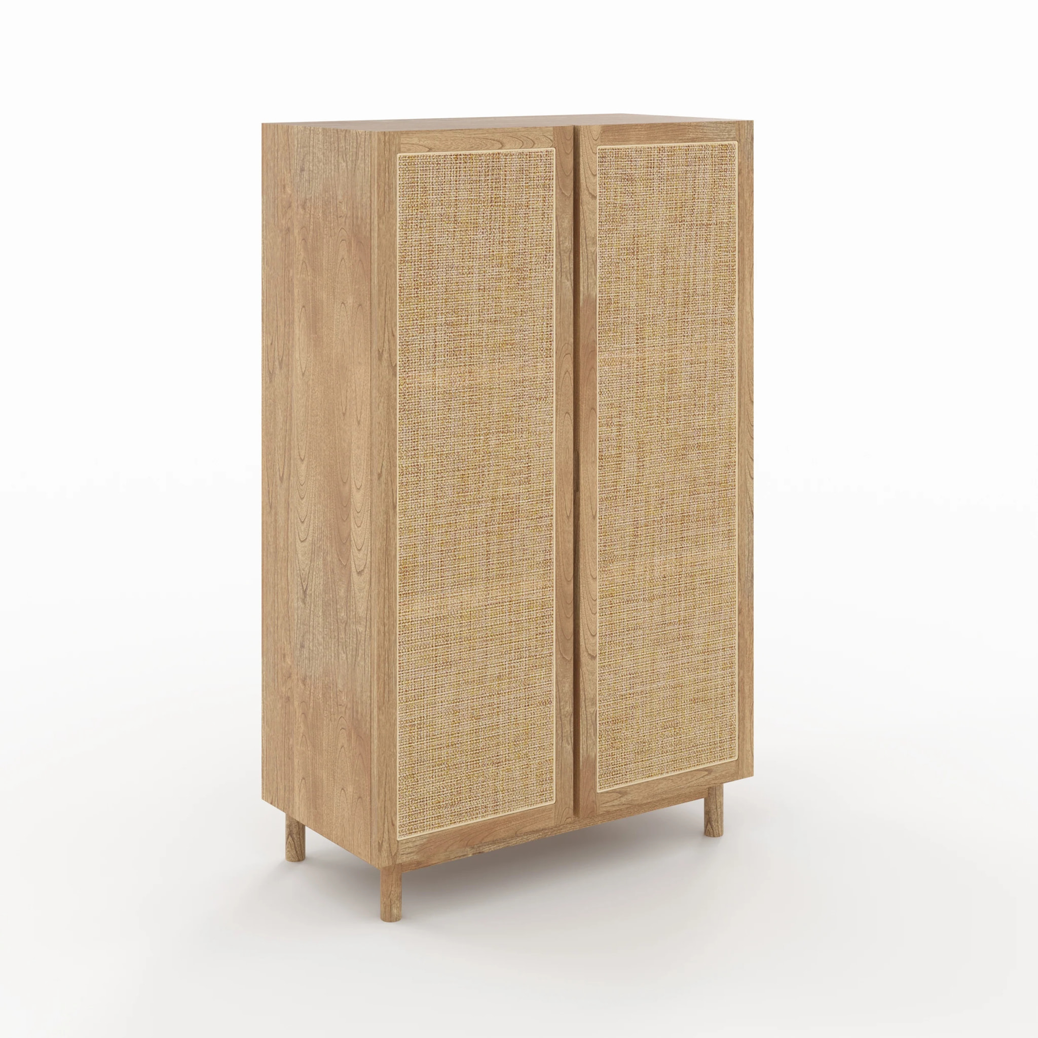 Armoire en bois massif de mindi et rotin - Delya