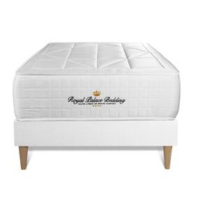 Somier+Colchón Muelles ensacados y espuma viscoelástica - Kit de base de cama - Blanco - Windsor