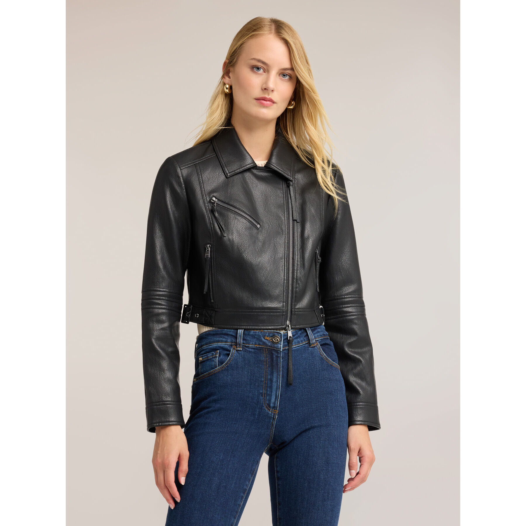 Motivi - Giacca chiodo con zip asimmetrica - Nero