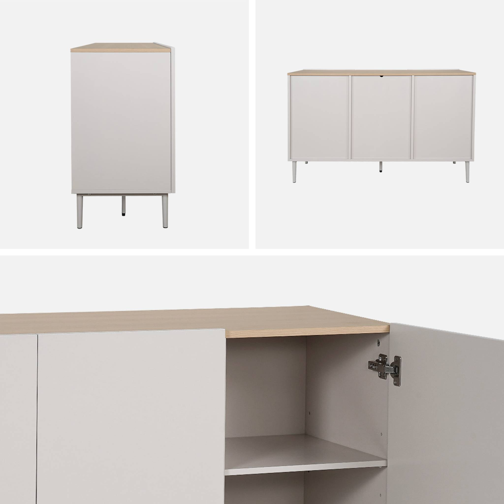 Buffet métal et décor bois 3 portes 120cm ASHTON