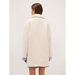 Motivi - Abrigo de botonadura simple en paño bouclé - Blanco
