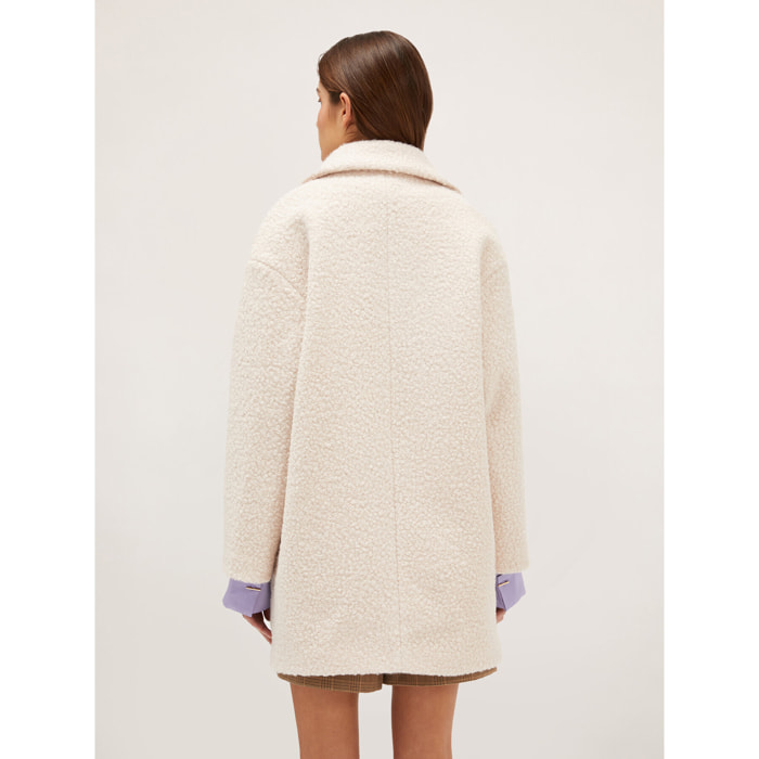 Motivi - Abrigo de botonadura simple en paño bouclé - Blanco