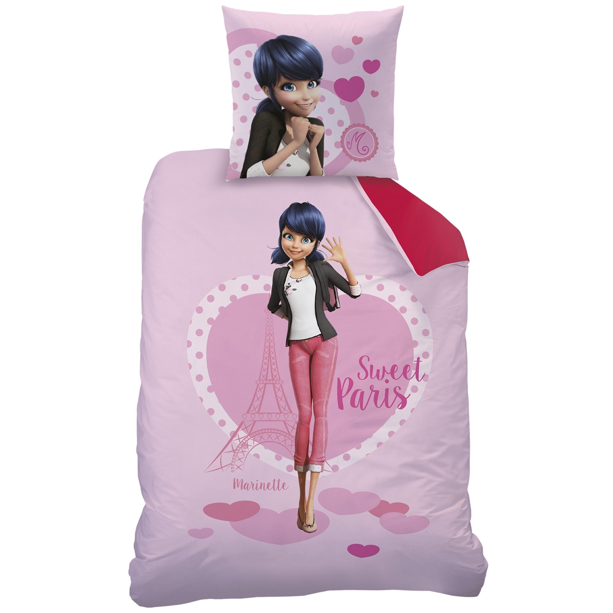 Parure de lit imprimée double face 100% coton, MIRACULOUS LADYBUG HÉROÏNE