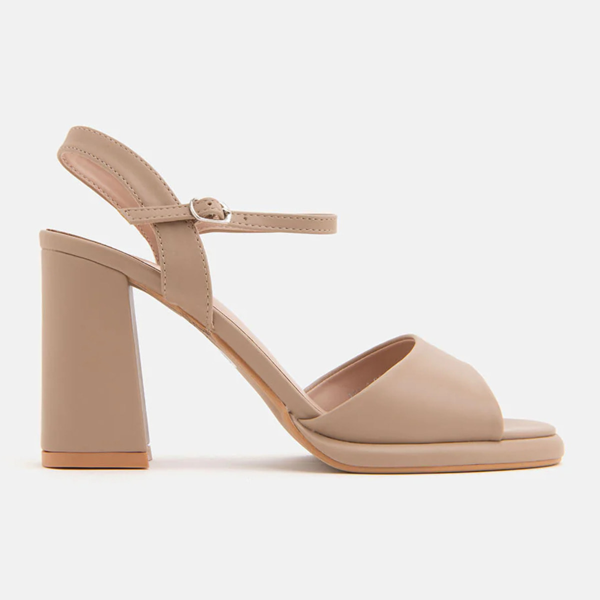 Sandalo con tacco largo 12 cm e fascia larga - NUDE