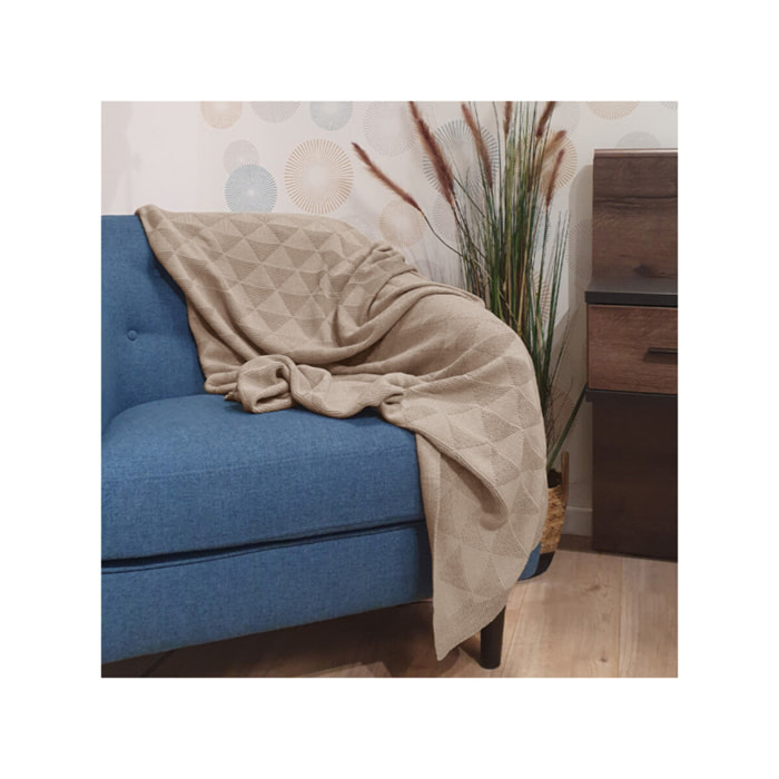 Plaid tricot en coton 100 x 150 cm - MARINA