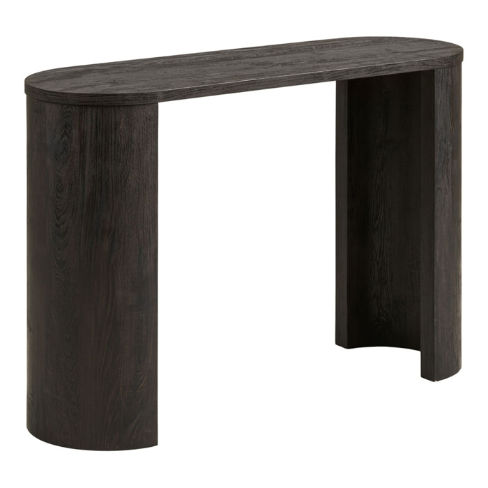 Consolle Bibione in MDF marrone scuro con gambe in legno 114x38x75 cm