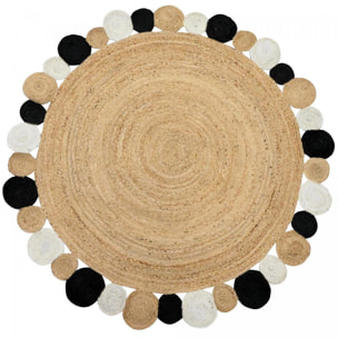 Tapis kilim rond fabriqué à la main en jute LUKEMI