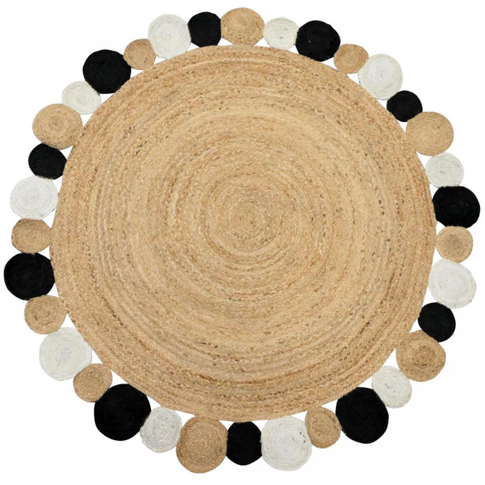 Tapis kilim rond fabriqué à la main en jute LUKEMI