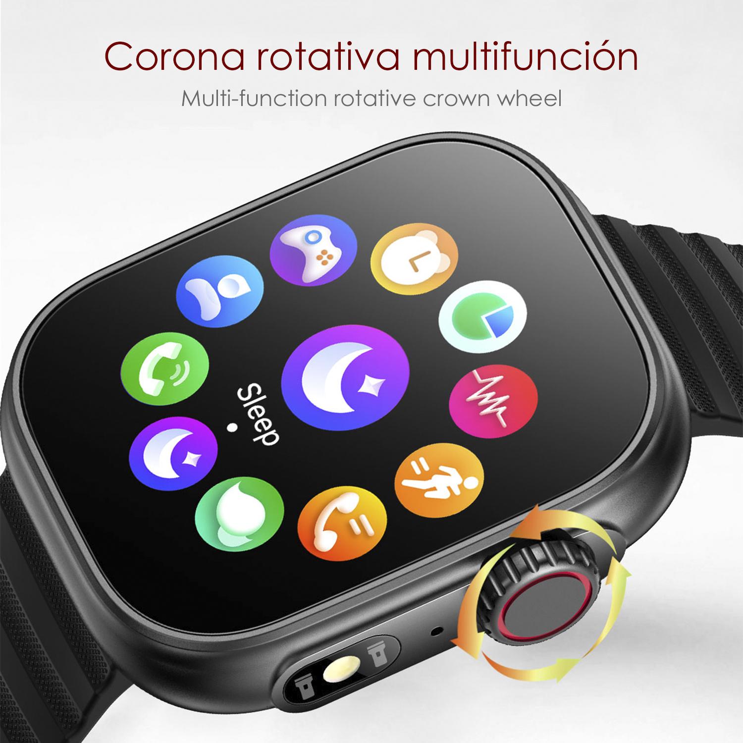 DAM Smartwatch ZW39 con notificaciones de Apps, llamadas Bluetooth. Monitor de tensión y oxígeno en sangre. 3,7x1,1x4,7 Cm. Color: Negro