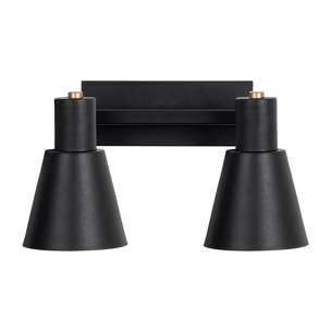 Aplique de pared, metal , negro, 38x21x21, casquillo 2 x E27 Max 40 W