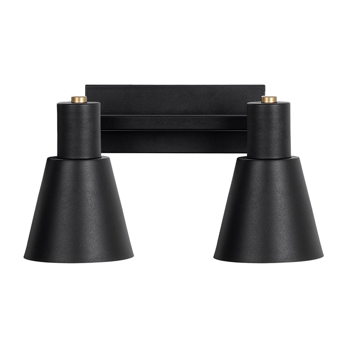 Aplique de pared, metal , negro, 38x21x21, casquillo 2 x E27 Max 40 W