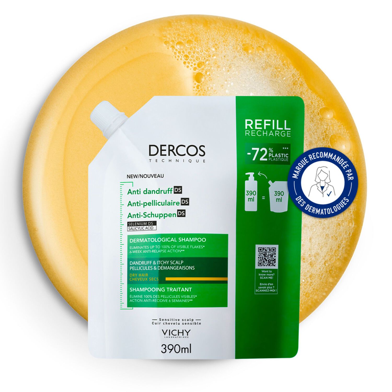 Dercos Technique - Shampooing Antipelliculaire Eco-recharge 390ml