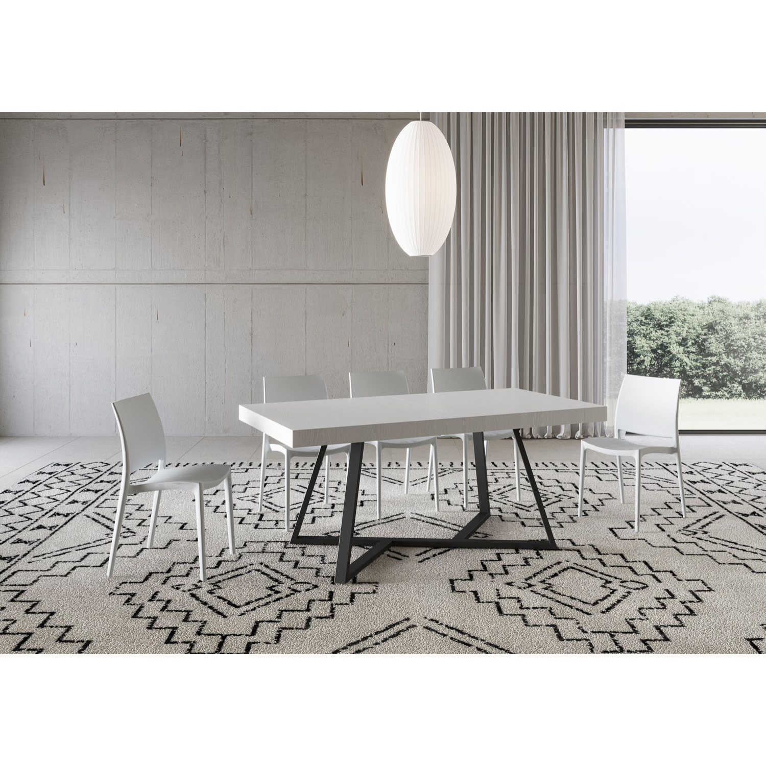 Tavolo allungabile 90x180/440 cm Booster bianco frassino gambe antracite