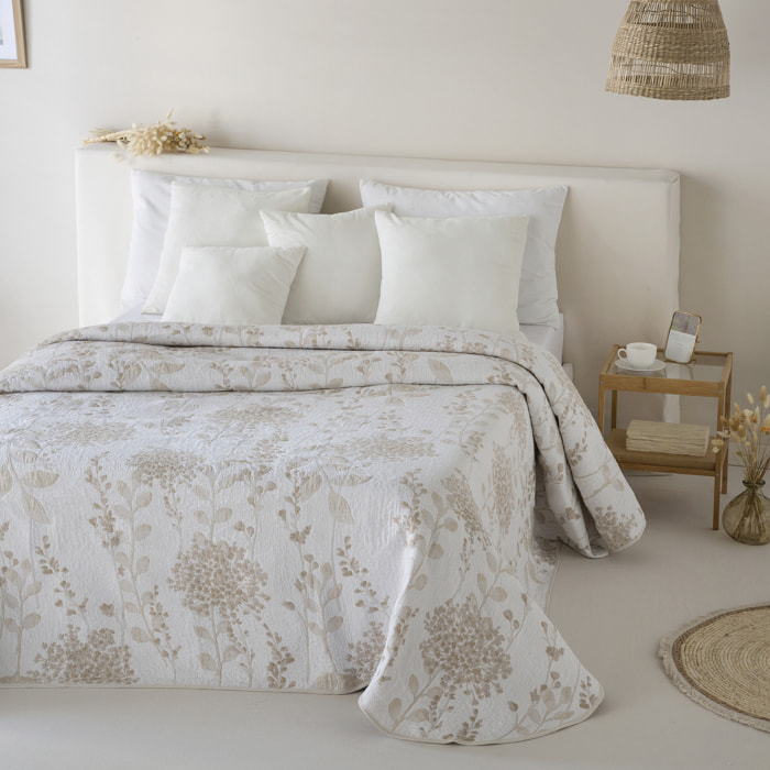 Couvre lit jacquard en coton BEIGE