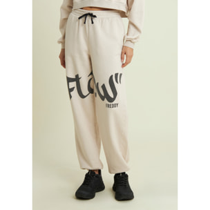 Pantaloni in felpa con stampa Flow e fondo raccolto