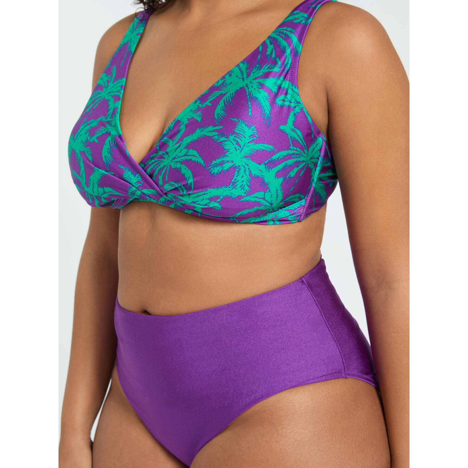 Fiorella Rubino - Bikini con estampado tropical y banda en la cintura - Violeta