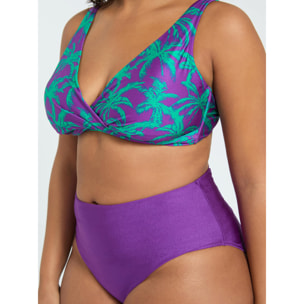 Fiorella Rubino - Bikini con estampado tropical y banda en la cintura - Violeta