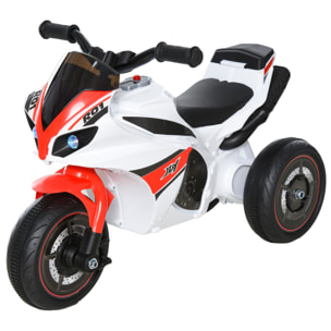 Porteur enfants moto de course effets musicaux et lumineux coffre rangement rouge blanc