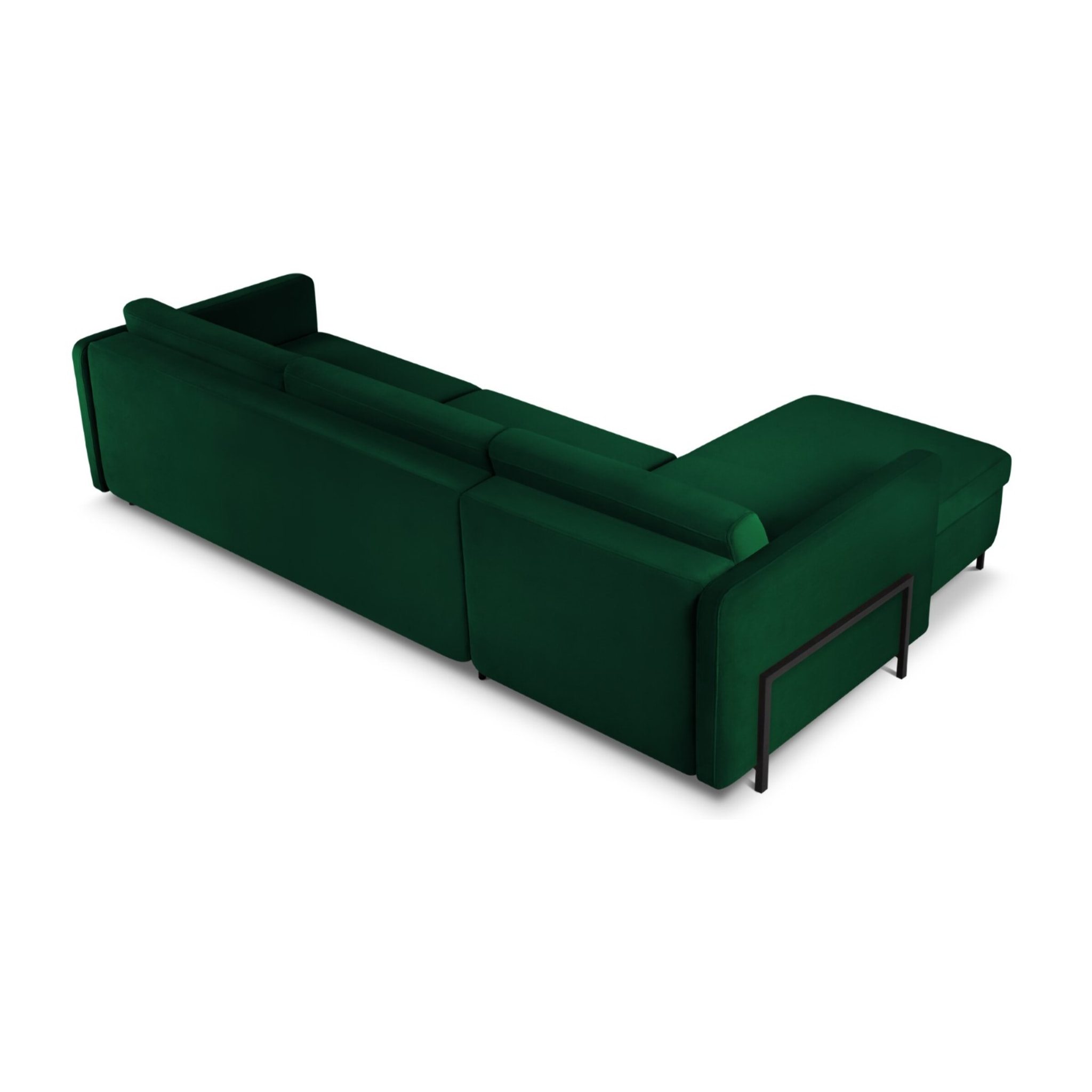 Canapé d'angle gauche convertible "Yanis" 5 places en velours vert bouteille