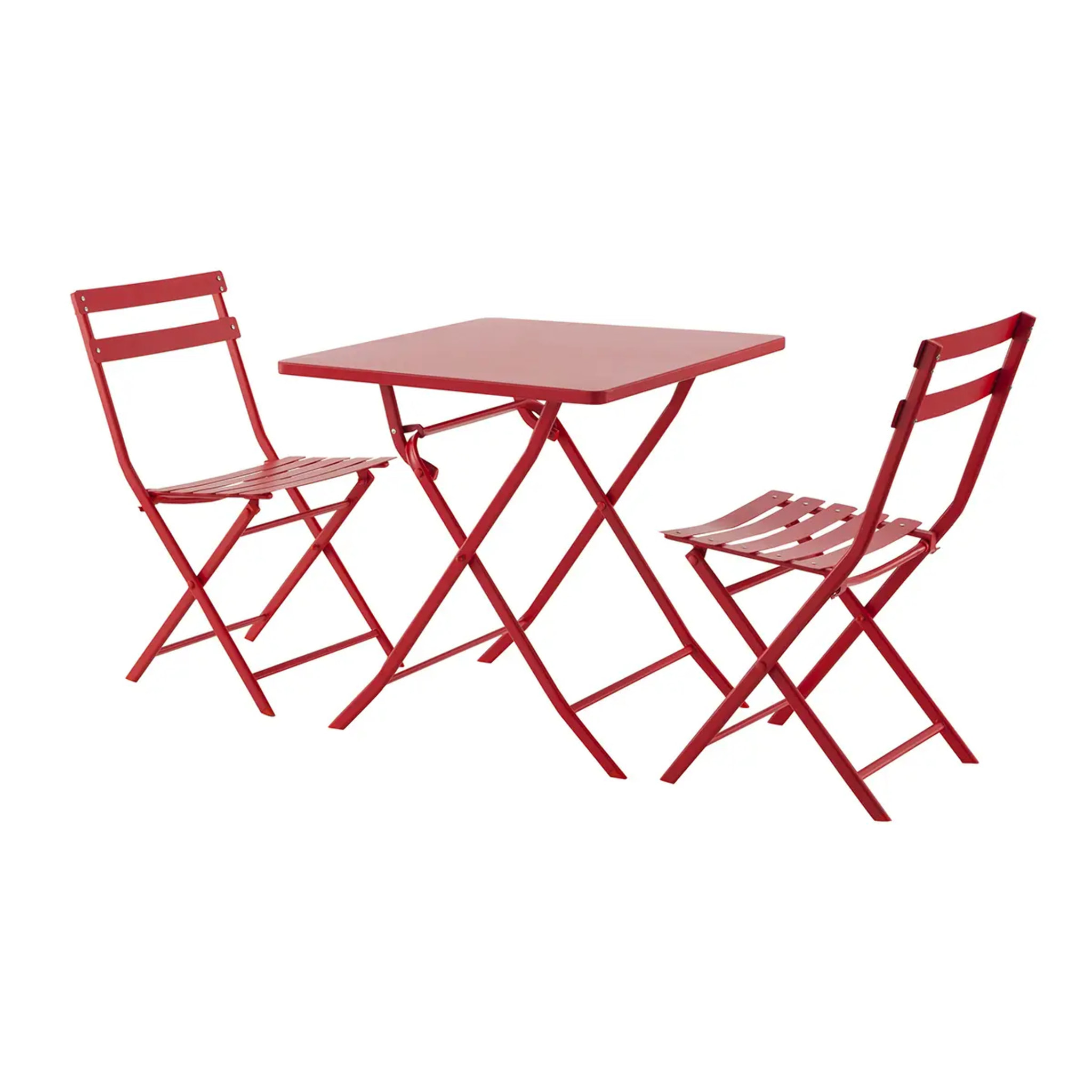 Table de jardin pliante carrée "Greensboro" groseille 2 places en acier traité époxy