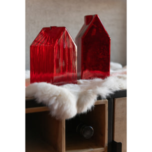 J-Line décoration Maison - verre - rouge - small - 2 pcs