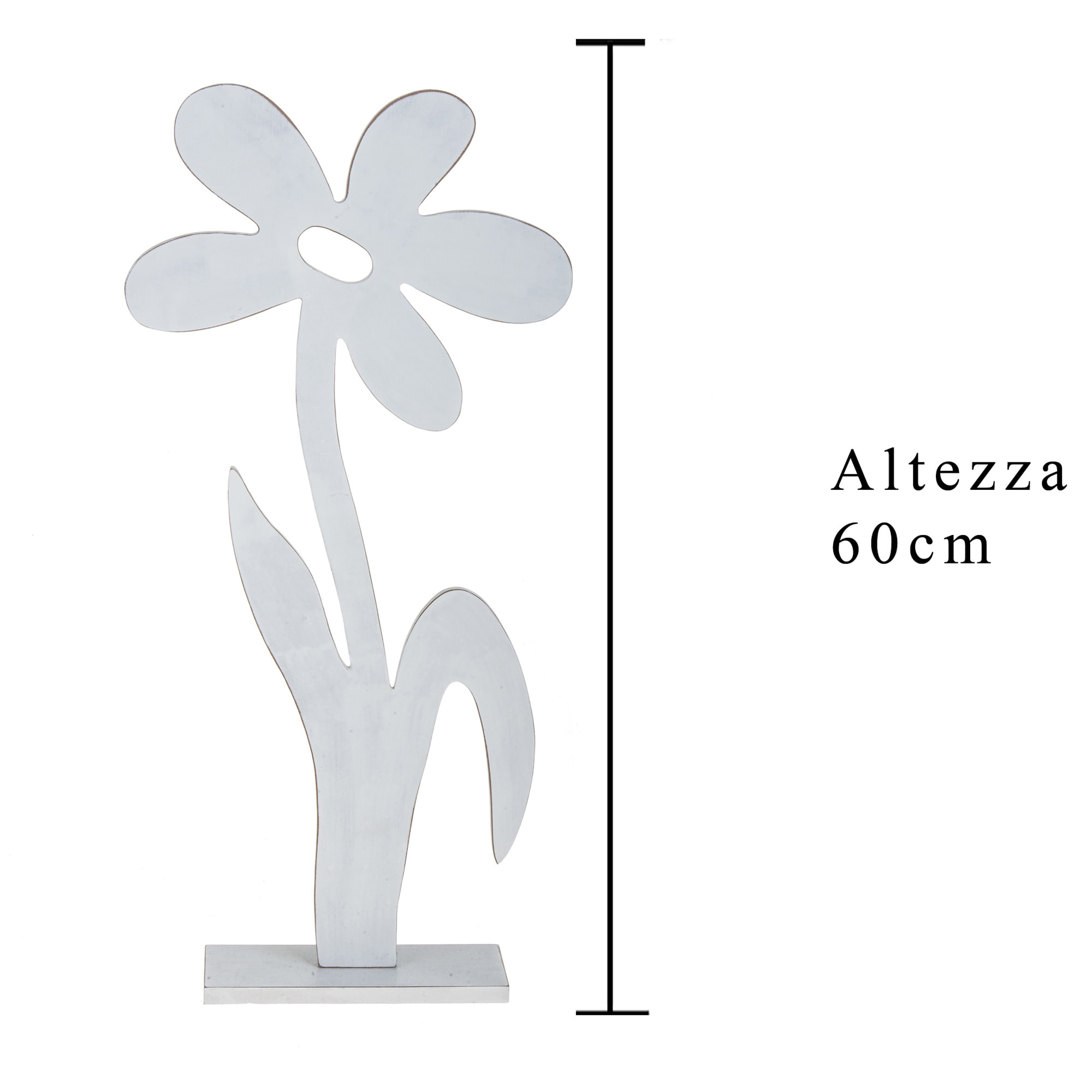 Fiore Con Base. Altezza 60 Cm - Pezzi 3 - 28,5X60X8cm - Colore: Bianco - Bianchi Dino - Decori Primavera/Estate