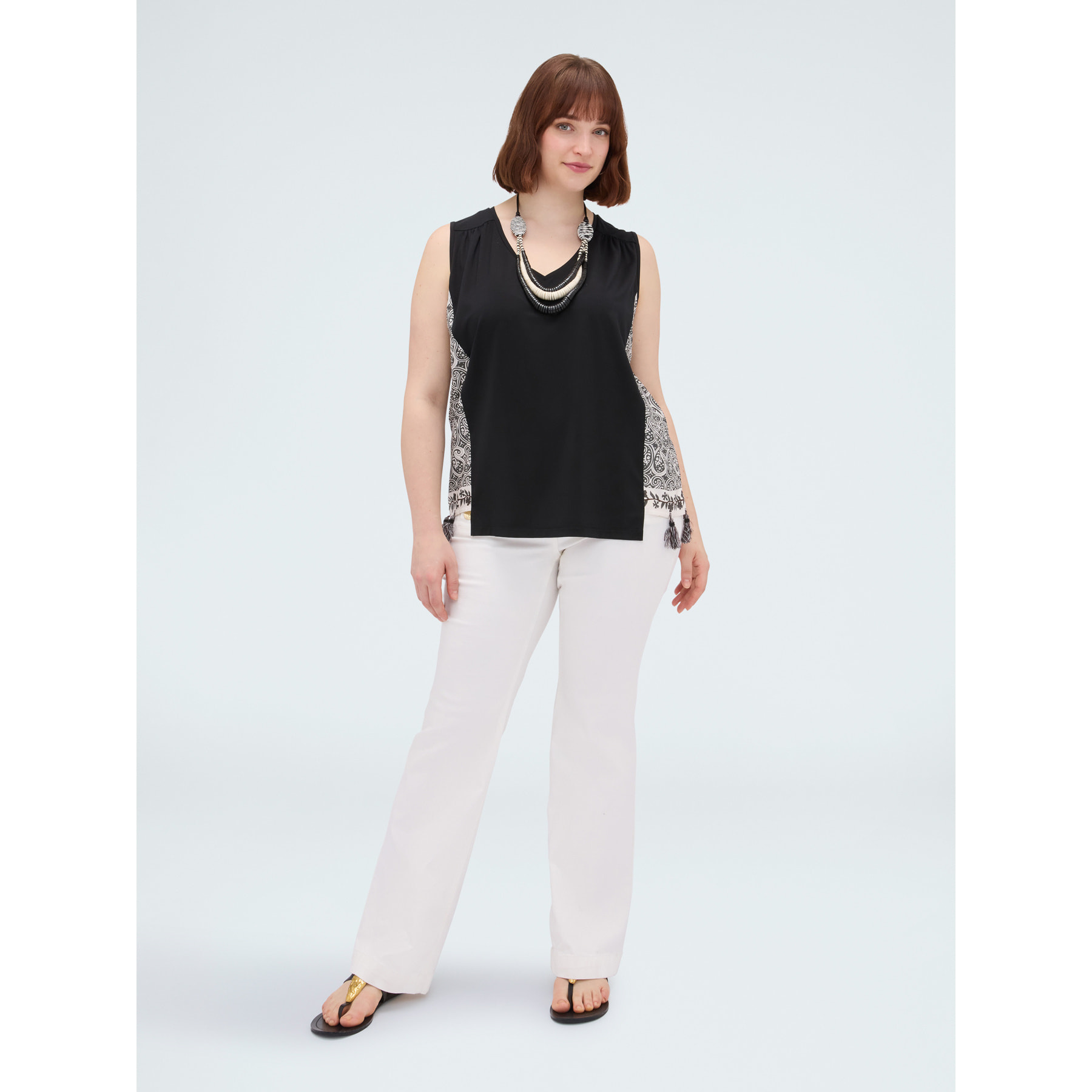 Fiorella Rubino - Top bimaterico con nappine - Nero