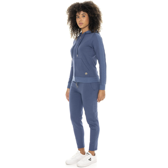 Tuta invernale donna con cappuccion e zip, inserti in treccia Leone 1947 Braid