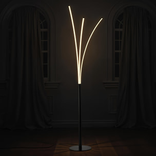 Lampadaire LED Tomasucci SCRATCH, métal noir mat et acrylique blanc, 150 cm, 30W, lumière blanc chaud