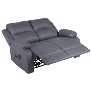 Armand - Canapé 2 places relax électrique en simili - Gris