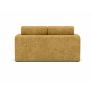 Marilia - Canapé 2 places convertible déplimousse en velours texturé - Jaune