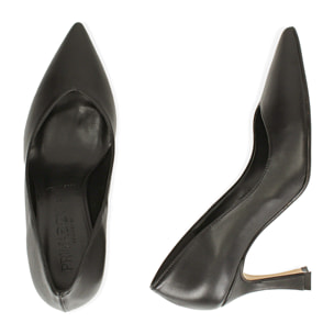 Salón negro, tacón 8 cm.