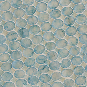 Plateau rond avec poignée en coquille de capiz bleu SOLNA