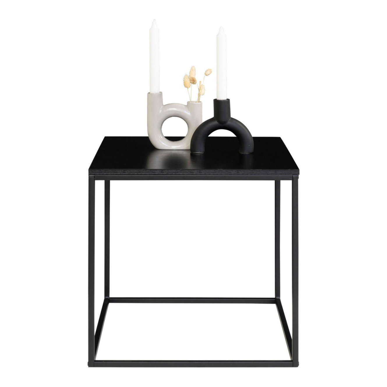Tavolino d'appoggio Vita in nero con struttura in acciaio, 45×45×45 cm