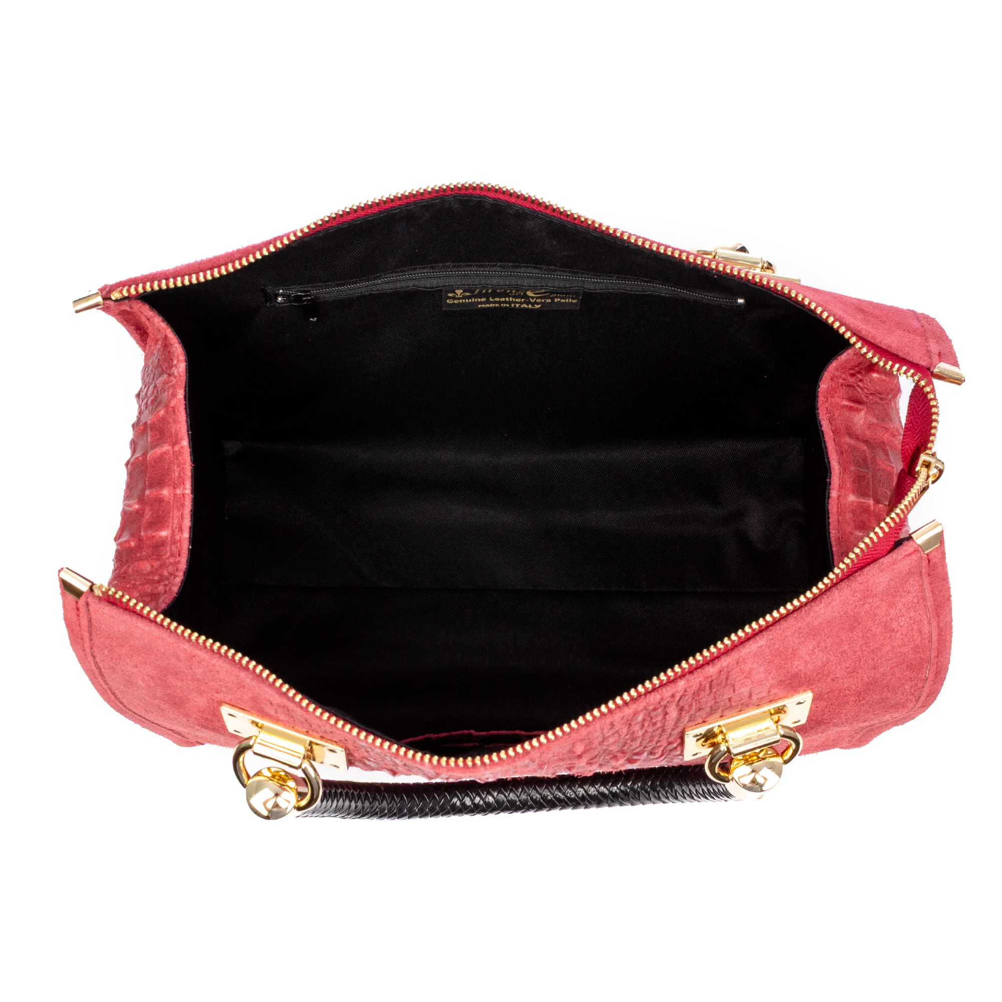 Anacapri Bolso tote Mujer. Piel auténtica Gamuza Grabado Cocodrilo.