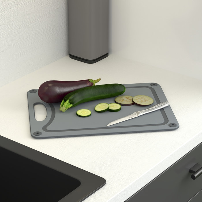 Planche à découper "Néo 2" en plastique gris 37x27,5cm