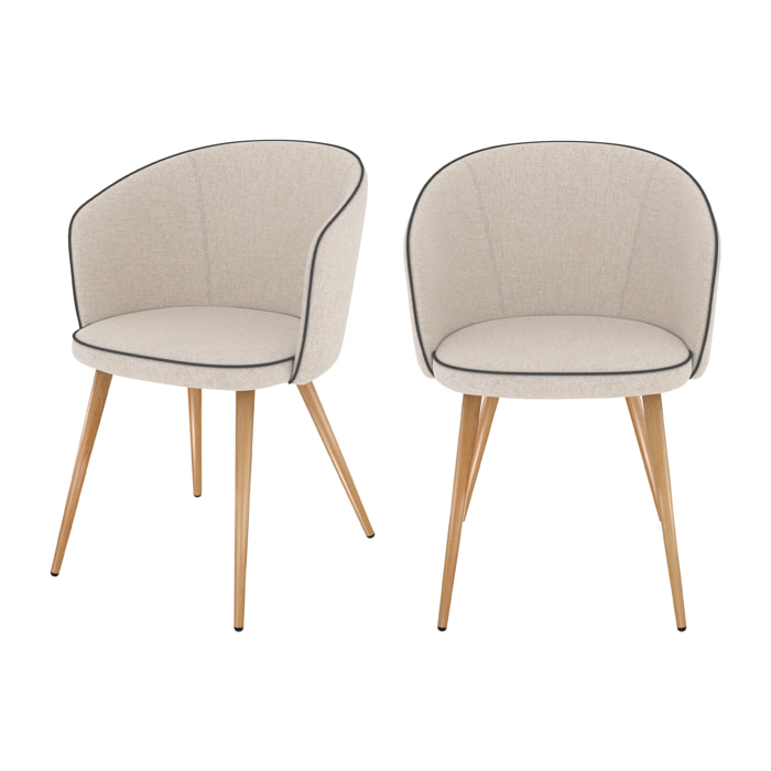 Lot de 2 chaises en tissu beige - Chiara