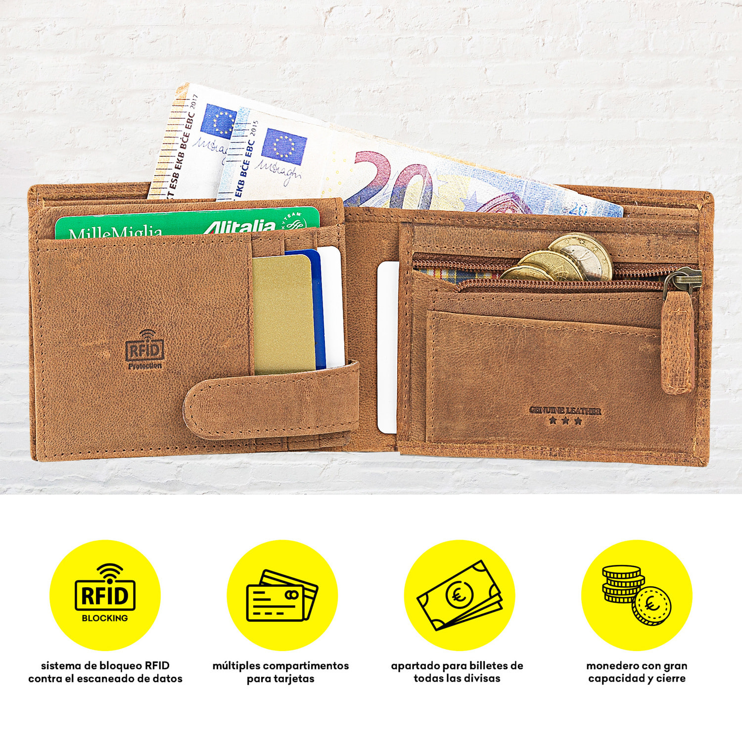 Cartera Primer De Piel Marron