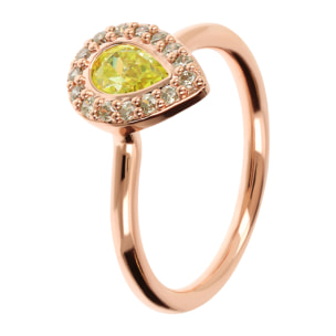 Anello Solitario con Goccia in Cubic Zirconia Gialla