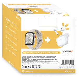 Montre connectée HUAWEI Pack Watch Fit 3 Crème + buds SE 2Blanc