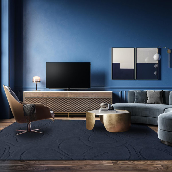 Tapis salon et chambre fait à la main en laine motif faux uni