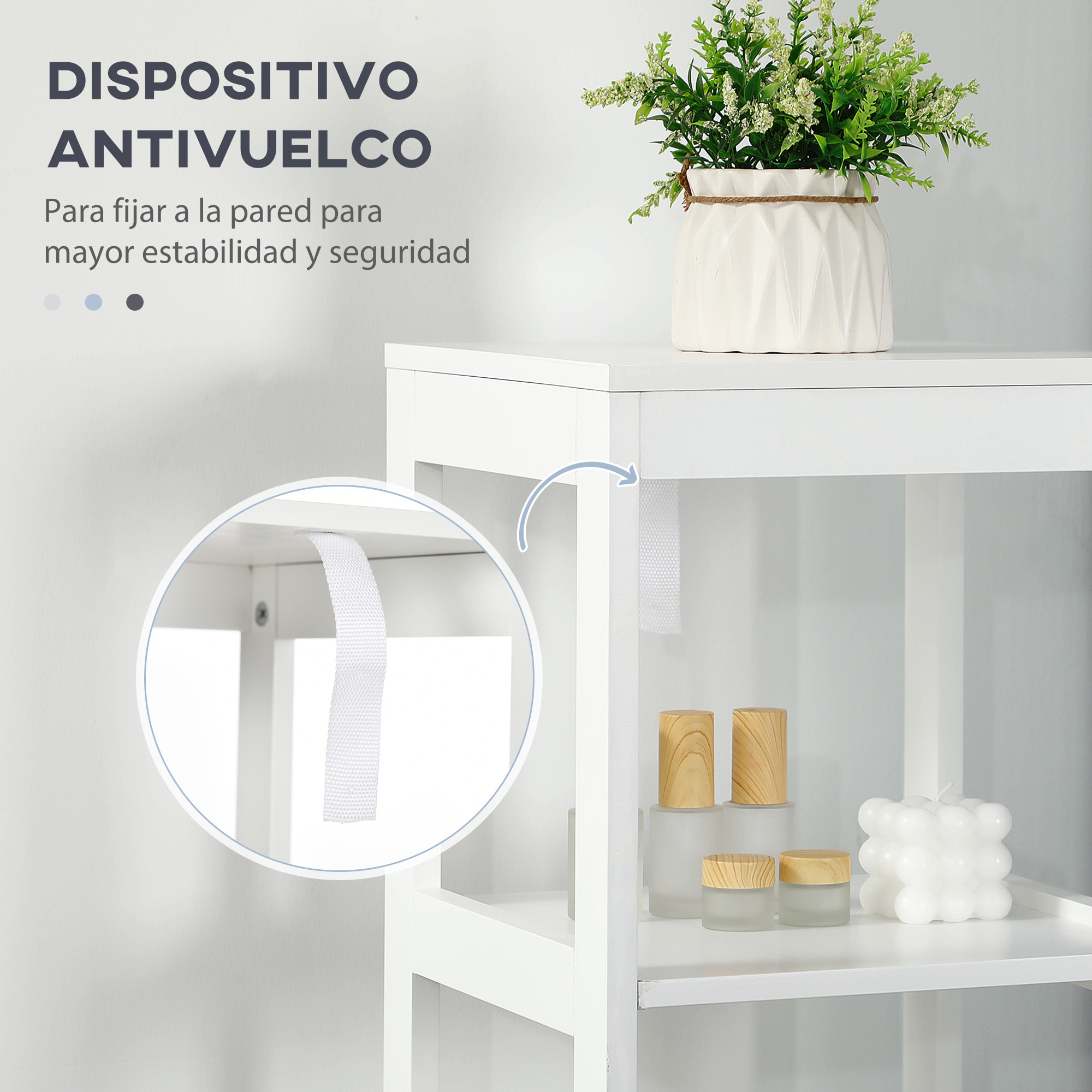 Armario Alto de Baño Multiusos de Madera 30x30x144 cm Blanco