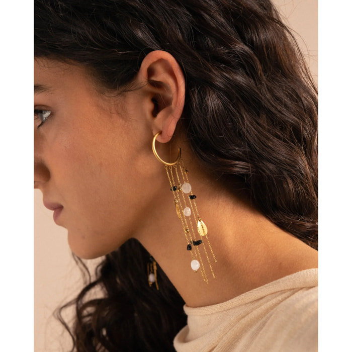 Pendientes de acero con piedras y cadenas de mujer